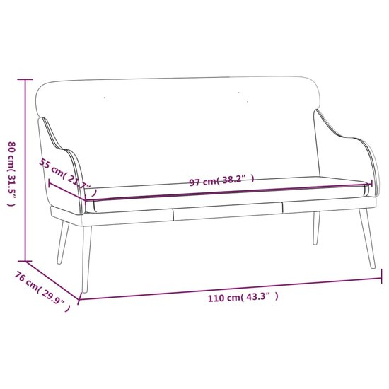 Bankje 110x76x80 cm kunstleer zwart