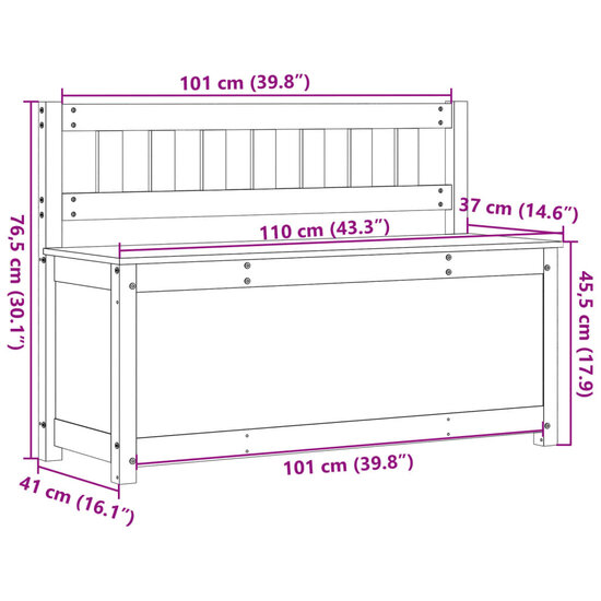 Bankje 110X41X76,5 Cm Massief Grenenhout 110 x 41 x 76.5 cm Naturel