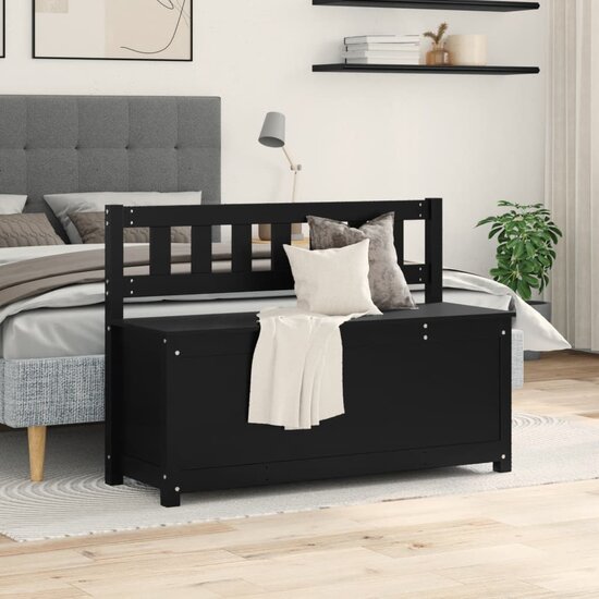 Bankje 110x41x76,5 cm massief grenenhout zwart