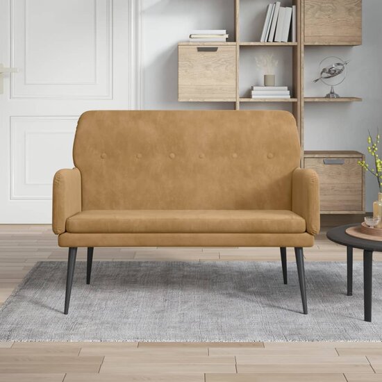 Bankje 108x79x79 cm fluweel bruin