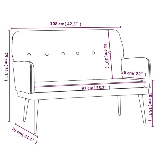 Bankje 108x79x79 cm fluweel bruin