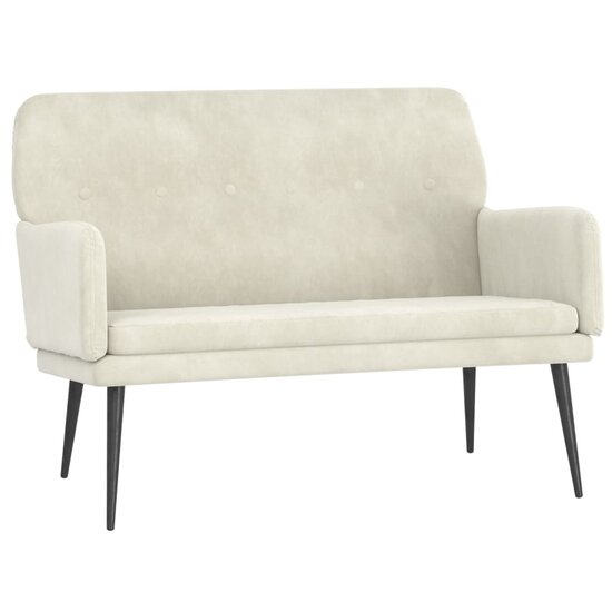 Bankje 108x79x79 cm fluweel cr&egrave;mekleurig
