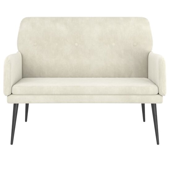 Bankje 108x79x79 cm fluweel cr&egrave;mekleurig