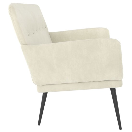 Bankje 108x79x79 cm fluweel cr&egrave;mekleurig
