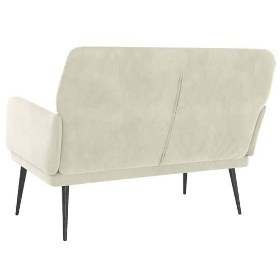 Bankje 108x79x79 cm fluweel cr&egrave;mekleurig
