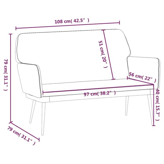 Bankje 108X79X79 Cm Fluweel Donkergrijs