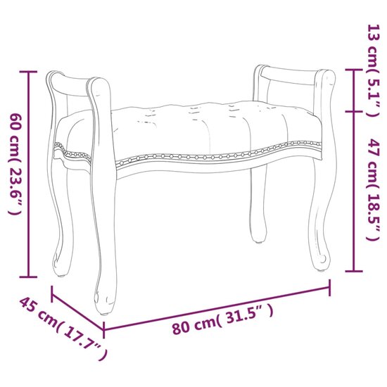 Bankje Fluweel 80 x 45 x 60 cm Donkergrijs