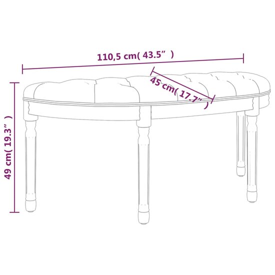 Bankje 110,5X45X49 Cm Fluweel 110.5 x 45 x 49 cm Donkergrijs