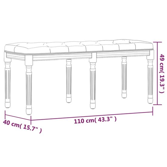 Bankje Stof Donker 110 x 40 x 49 cm Grijs