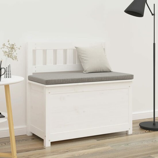 Bankje 80x41x77 cm massief grenenhout wit