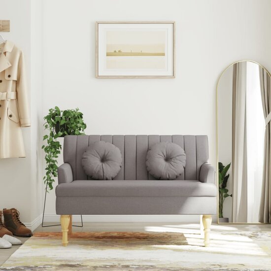 Bankje Met Kussens 113X64,5X75,5 Cm Stof Taupe