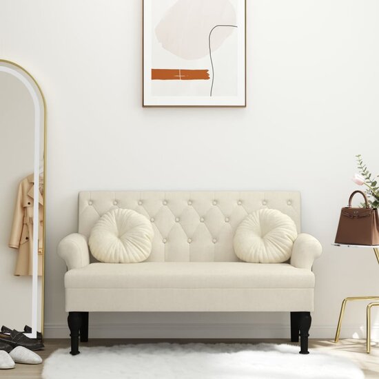 Bankje Met Rugleuning 120X62X75,5 Cm Linnen