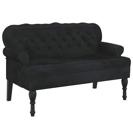 Bankje Met Rugleuning 119,5X64,5X75 Cm Fluweel Zwart