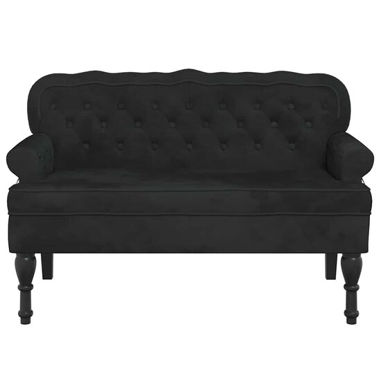 Bankje Met Rugleuning 119,5X64,5X75 Cm Fluweel Zwart