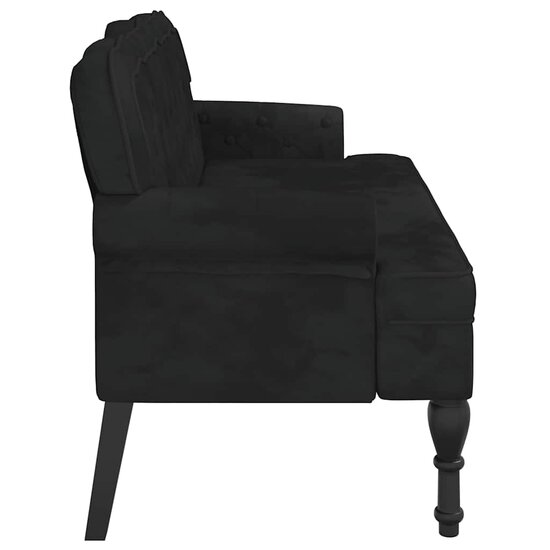Bankje Met Rugleuning 119,5X64,5X75 Cm Fluweel Zwart