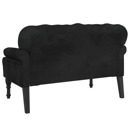 Bankje Met Rugleuning 119,5X64,5X75 Cm Fluweel Zwart