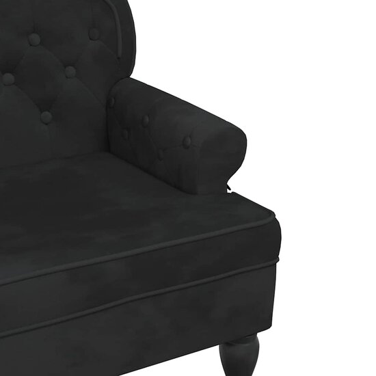Bankje Met Rugleuning 119,5X64,5X75 Cm Fluweel Zwart