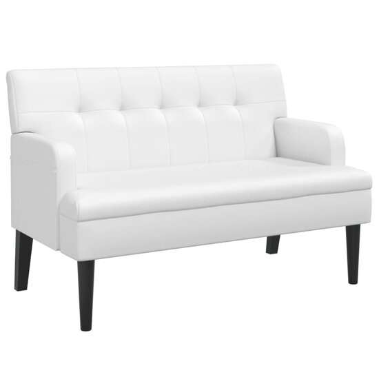 Bankje Met Rugleuning 112X65,5X75 Cm Kunstleer Wit
