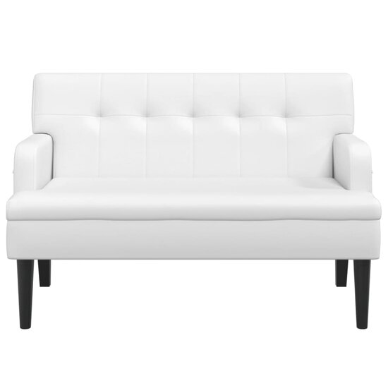 Bankje Met Rugleuning 112X65,5X75 Cm Kunstleer Wit