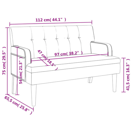 Bankje Met Rugleuning 112X65,5X75 Cm Kunstleer Wit