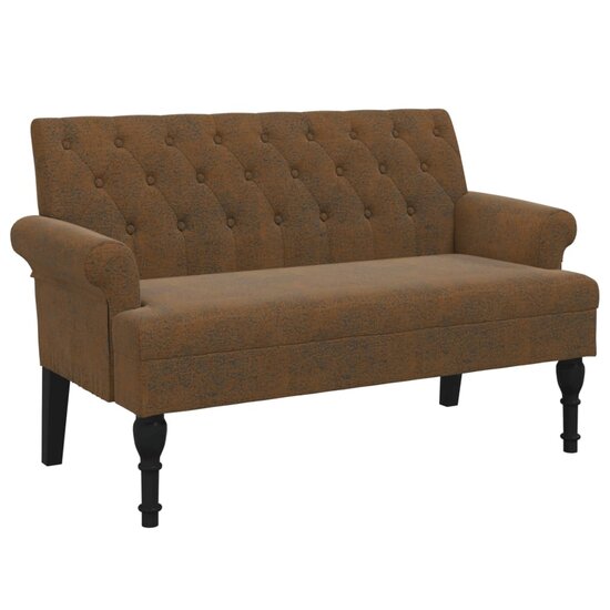 Bankje Met Rugleuning 120X62X75,5 Cm Kunstsu&egrave;deleer Bruin