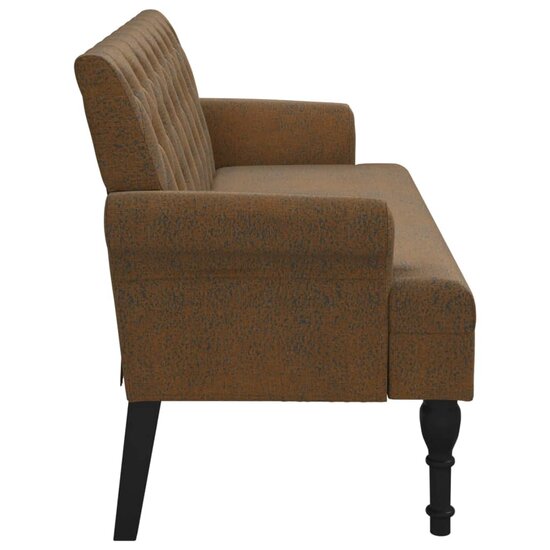 Bankje Met Rugleuning 120X62X75,5 Cm Kunstsu&egrave;deleer Bruin