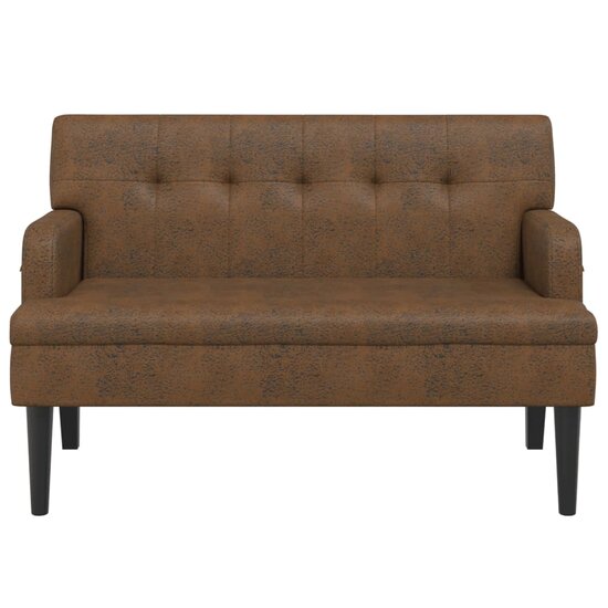 Bankje Met Rugleuning 112X65,5X75 Cm Kunstsu&egrave;deleer Bruin Lichtbruin