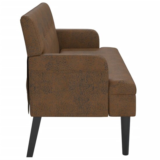 Bankje Met Rugleuning 112X65,5X75 Cm Kunstsu&egrave;deleer Bruin Lichtbruin