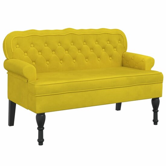 Bankje Met Rugleuning 119,5X64,5X75 Cm Fluweel Geel