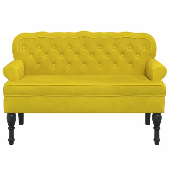 Bankje Met Rugleuning 119,5X64,5X75 Cm Fluweel Geel