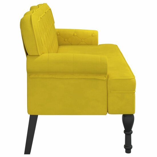 Bankje Met Rugleuning 119,5X64,5X75 Cm Fluweel Geel