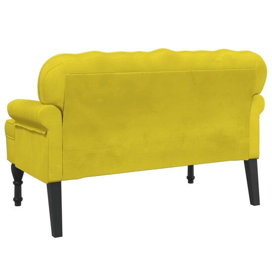 Bankje Met Rugleuning 119,5X64,5X75 Cm Fluweel Geel