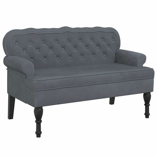 Bankje Met Rugleuning 119,5X64,5X75 Cm Fluweel Donkergrijs