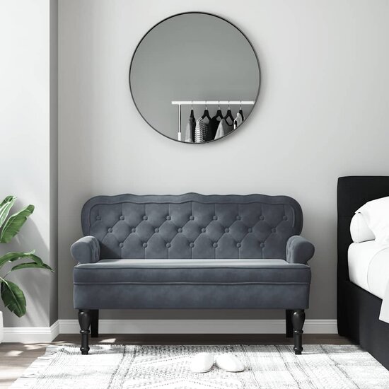 Bankje Met Rugleuning 119,5X64,5X75 Cm Fluweel Donkergrijs