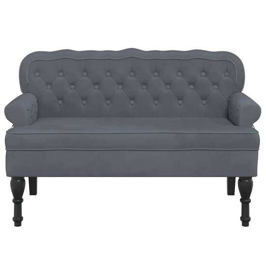 Bankje Met Rugleuning 119,5X64,5X75 Cm Fluweel Donkergrijs