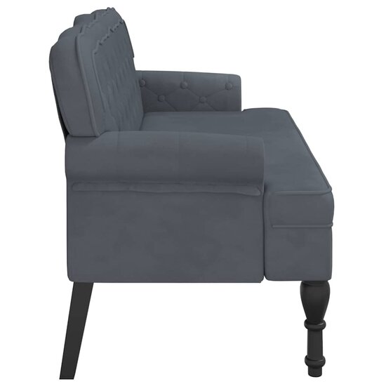 Bankje Met Rugleuning 119,5X64,5X75 Cm Fluweel Donkergrijs