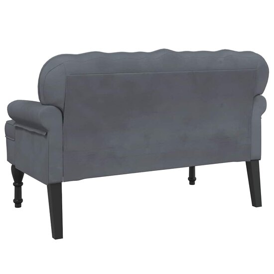 Bankje Met Rugleuning 119,5X64,5X75 Cm Fluweel Donkergrijs