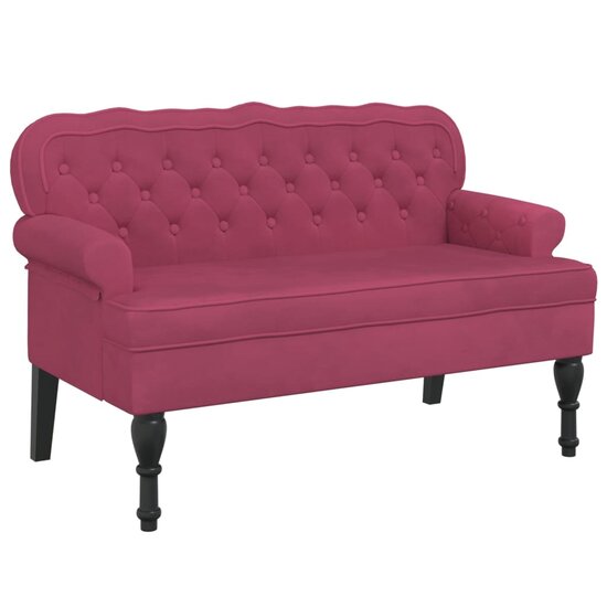 Bankje Met Rugleuning 119,5X64,5X75 Cm Fluweel Wijnrood