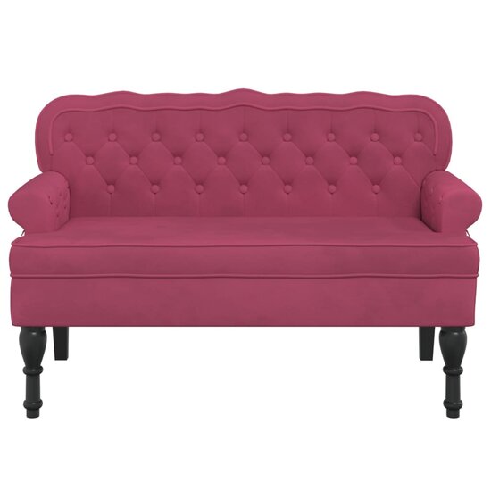 Bankje Met Rugleuning 119,5X64,5X75 Cm Fluweel Wijnrood