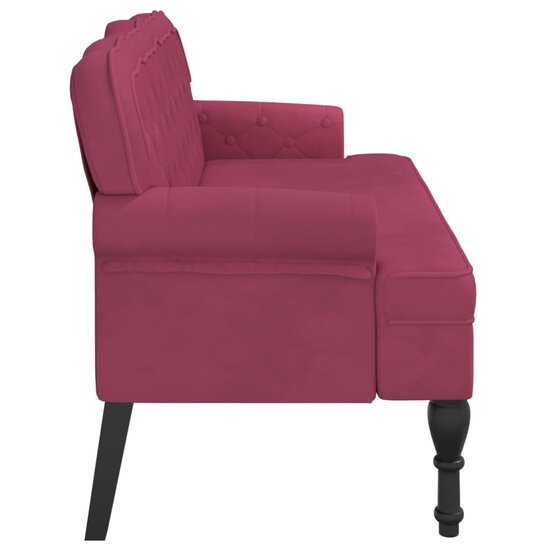 Bankje Met Rugleuning 119,5X64,5X75 Cm Fluweel Wijnrood