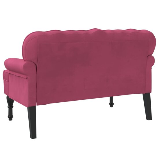Bankje Met Rugleuning 119,5X64,5X75 Cm Fluweel Wijnrood
