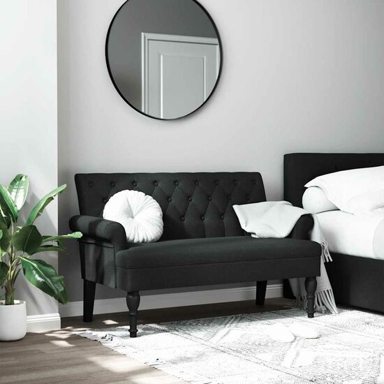 Bankje Met Rugleuning 120X62X75,5 Cm Stof Zwart