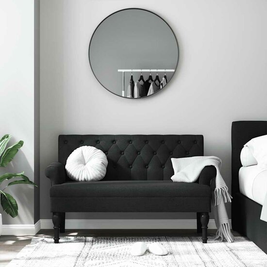 Bankje Met Rugleuning 120X62X75,5 Cm Stof Zwart