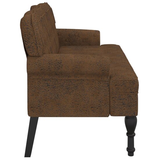 Bankje met rugleuning 119,5x64,5x75 cm kunstsu&egrave;deleer bruin