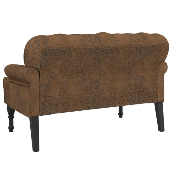 Bankje met rugleuning 119,5x64,5x75 cm kunstsu&egrave;deleer bruin