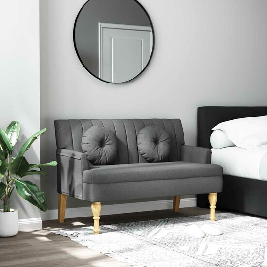 Bankje met kussens 113x64,5x75,5 cm stof donkergrijs