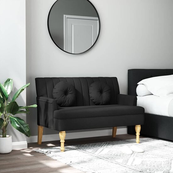 Bankje met kussens 113x64,5x75,5 cm stof zwart