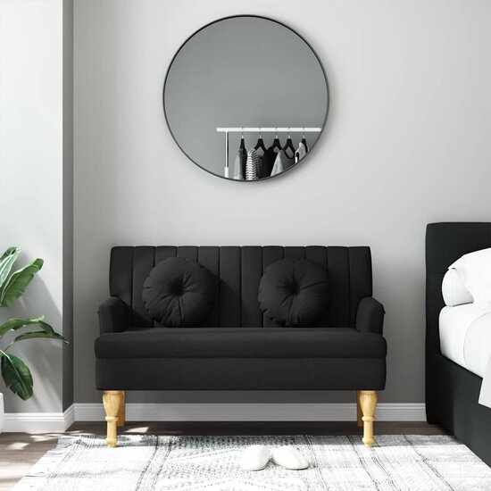 Bankje met kussens 113x64,5x75,5 cm stof zwart
