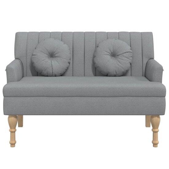 Bankje met kussens 113x64,5x75,5 cm stof lichtgrijs