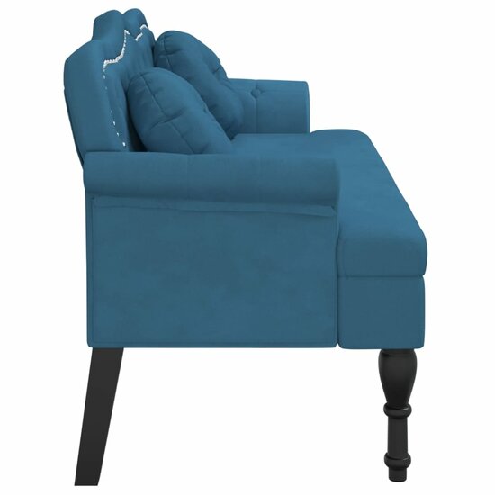 Bankje Met Kussens 120,5X65X75 Cm Fluweel Blauw